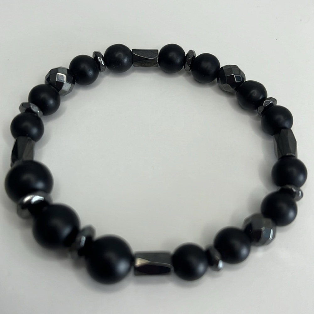 Handmade One of a Kind Black & Silver Beads Bracelet - Picture 3 of 3